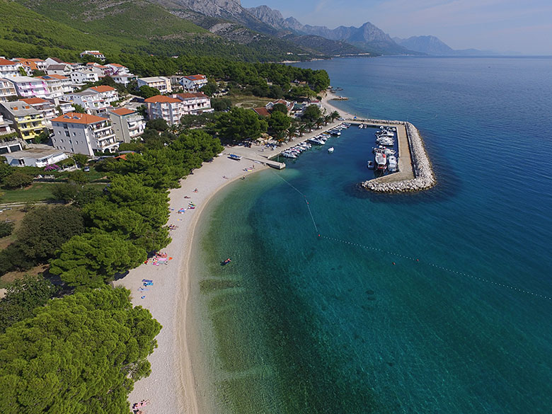beach panorama in ivogoše, drone view